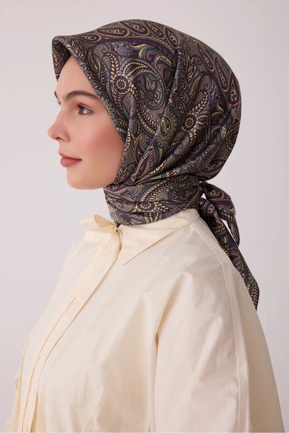 Ethnic Patterned 100% Twill Silk Scarf 4404D