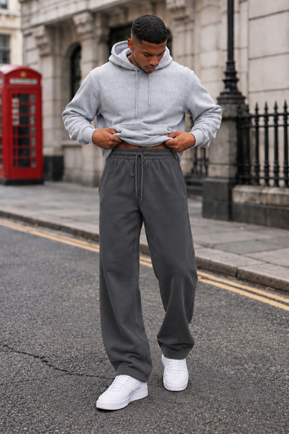 Men's Smoked Straight Cut Casual Sweatpants