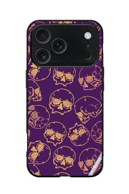 Protective Case Cover For Apple iPhone 17 Pro Max Fluorescent Sketch Skulls Design Multicolour