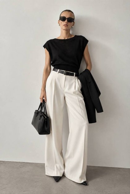 New Season Boat Neck Waist Fitted Sleeveless Knitwear Blouse 52115207