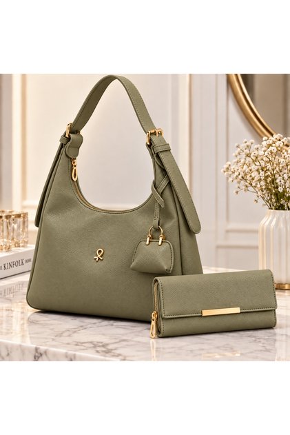 Modern Stylish Double Set Women's Shoulder Bag and Wallet Daily Gift Combination