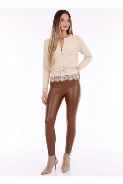 Women's Faux Leather Leggings with Velvet Lining