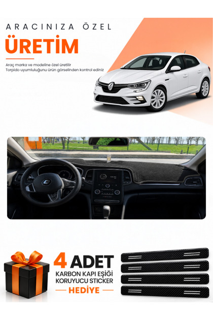 Renault Megane 4 (2016-2024) Compatible Dashboard Protection Cover Auto Cover - Black - Re041