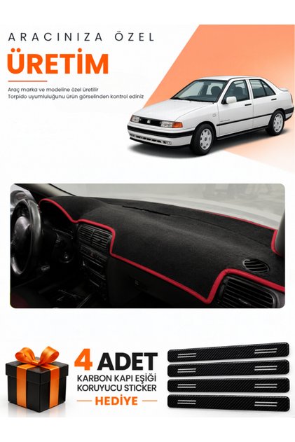 Seat Toledo (1995-2005) Compatible Torpedo Protection Cover Auto Cover - Black-Red - Se010