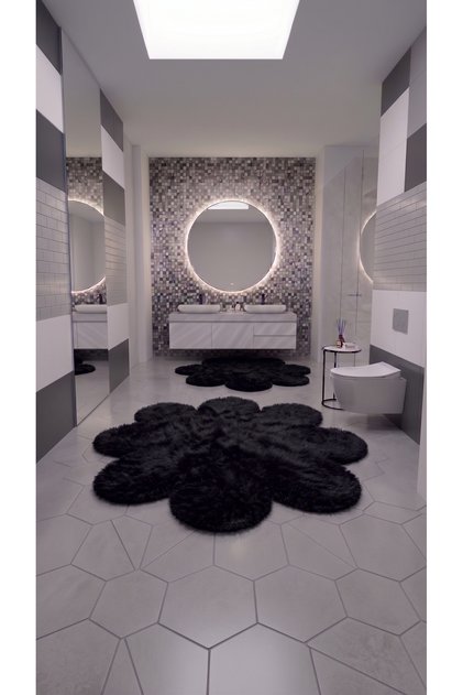 2'Li Peluş Banyo paspası Papatya kesim Yuvarlak Halı Su emici Klozet takımı Yıkanabilir Kaymaz taban 50x50_40x40