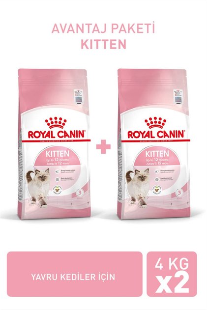 Kitten Yavru Kediler için Kuru Kedi Maması Avantaj Paketi 4kg + 4kg