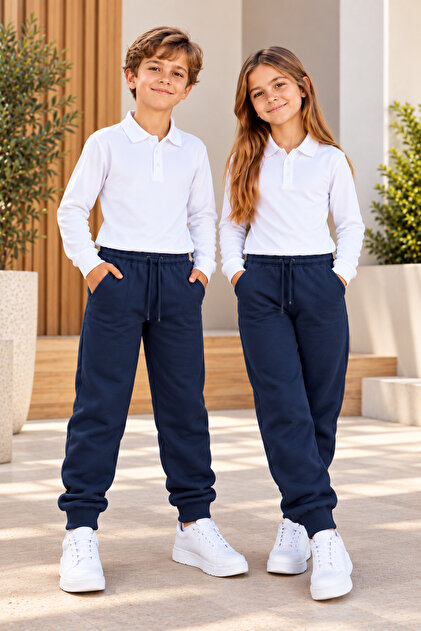 2-Piece Winter Fleece-Lined 3-Thread Pocketed Boys' and Girls' Sweatpants with Fleece Inside - Advantageous Package