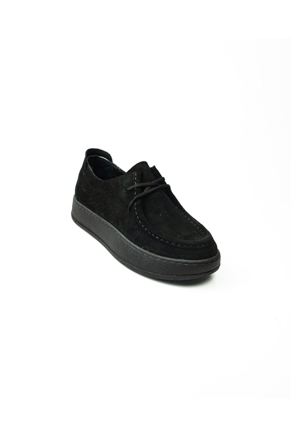 24610 Black Leather Suede Casual Women's Shoes