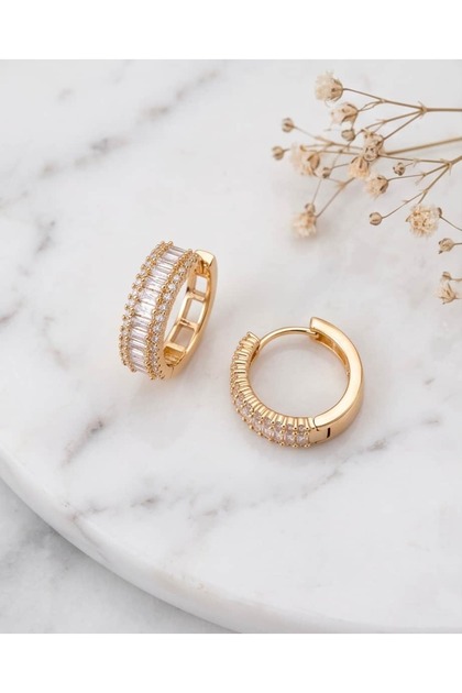 Scala Baget Zircon Stone Three Row Ring Steel Xuping Earrings