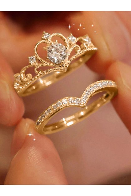 Gold Crown Cubic Zirconia Ring