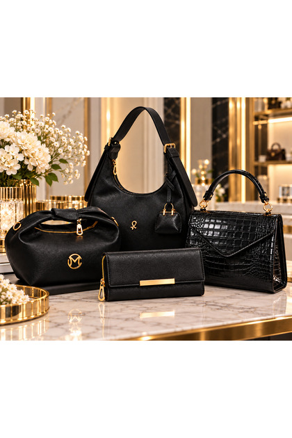 Women's 4-Piece Bag Set Shoulder Bag Handbag Crocodile Bag Wallet Gold Detailed Daily Stylish Combination