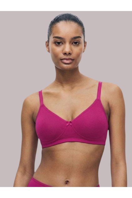 Magenta Solid Cotton Non-Padded Comfort T-Shirt Bra