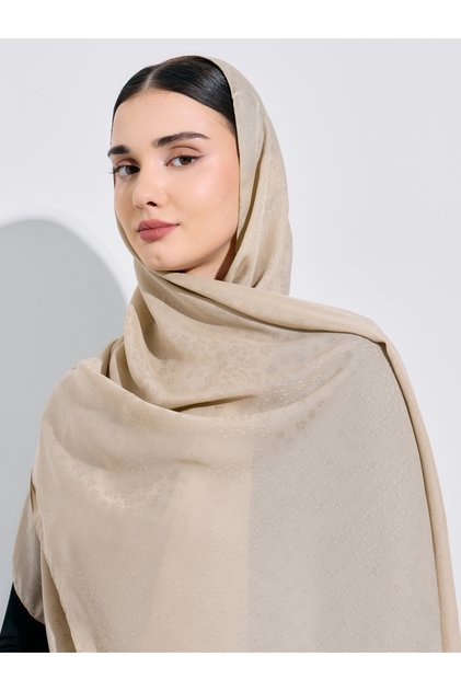 Beige Self Design Hijab 70x180 cm