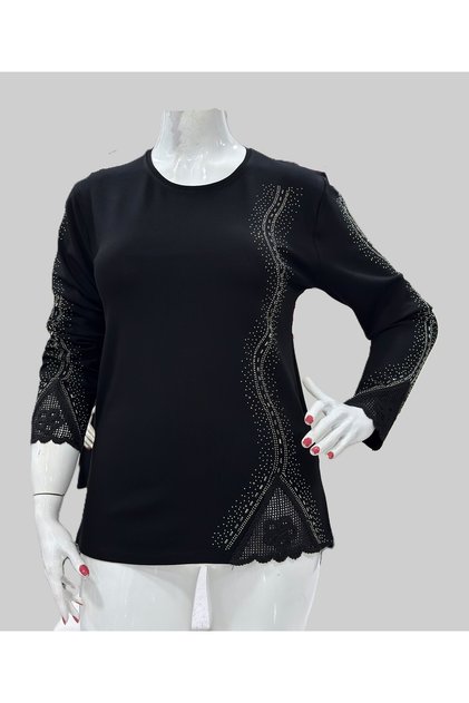 Women's Luxury Stone Embellished Mother Clover Blouse - Winter 2026