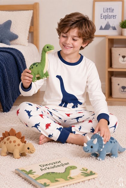 Boy's Cotton Printed Long Sleeve Long Bottom Pajama Set