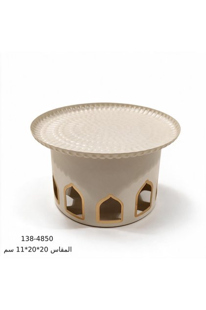 Metal Beige Gold Serving Stand - Small - 20X20X11 cm