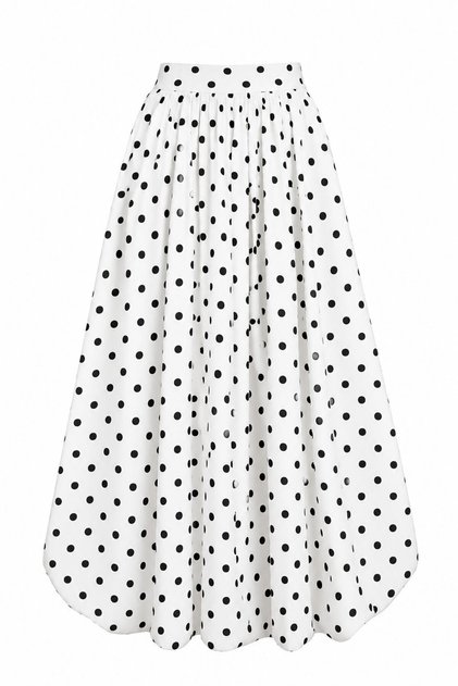White Long Polka Dot Balloon Skirt - 2Y8014