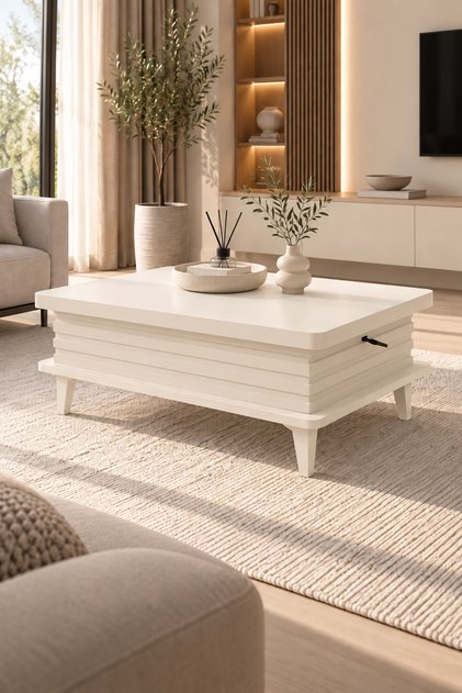 Line Sihirli Orta Sehpa Açılır Mekanizmalı Aytaşı 90x60, H: 36