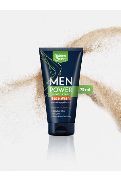 Men Power Neat & Clear Face Wash - 75ml | With BHA & Kaolin Clay, Clear Pollution & Deep Pore Cleansing