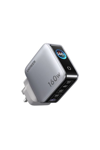 160W 5-Port GaN Fast Charger (UK Standard) with 4 USB-C Ports and 1 USB-A Port (Starlight Silver)