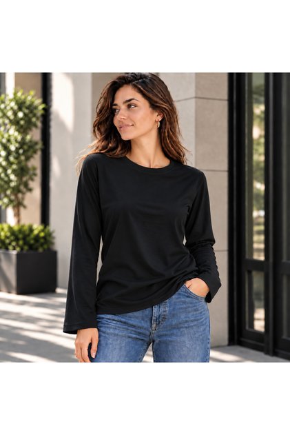 Women's Crew Neck Long Sleeve Basic T-Shirt Premium Ultra Soft Texture