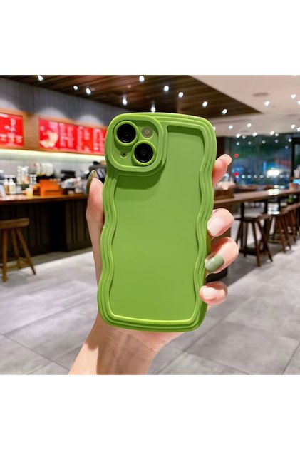iPhone 14/15 Plus Blue Flat Case with Wavy Edges
