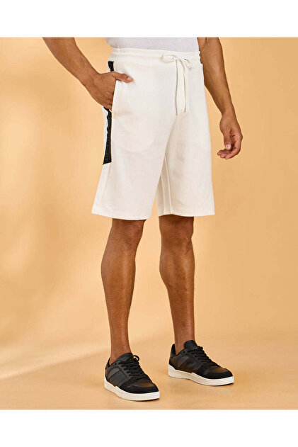 Men Ivory Shorts With Side Tape