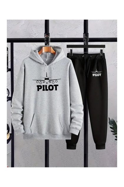 Plus Size Hooded Tracksuit Set - Bottom Top Set