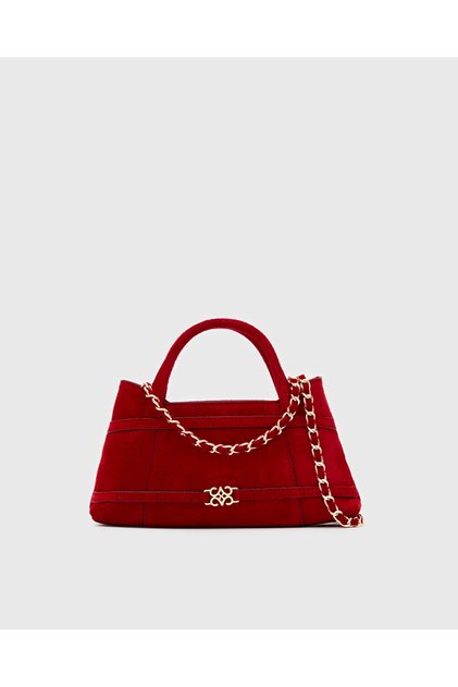 Luna Hakiki Deri Çanta Red Suede