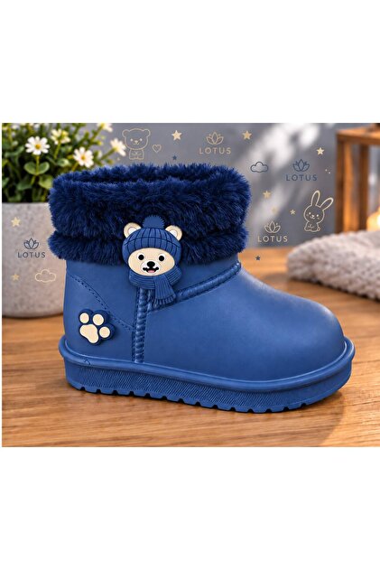 Children's Fur-Lined Waterproof Laceless Teddy Bear Boots