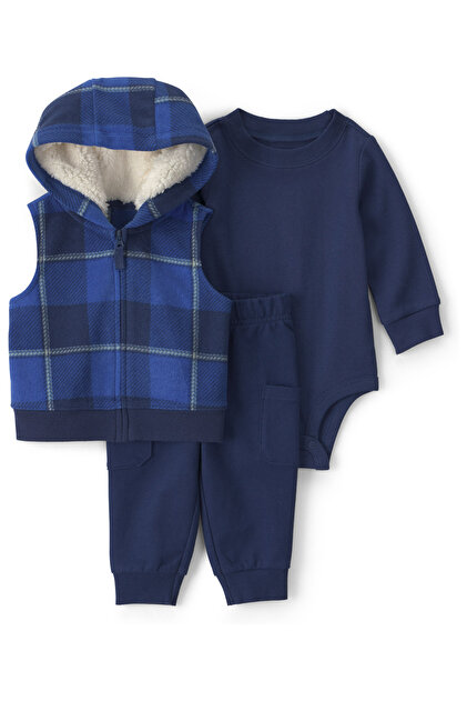 Erkek Bebek Yelekli Set 3 Ay-24 Ay Çok Renkli