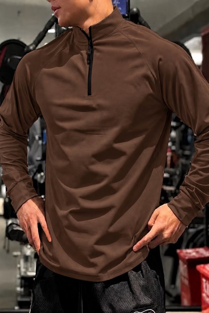 Erkek Yarım Fermuarlı Compression Uzun Kol Spor Tişört ve Fitness Tişörtü