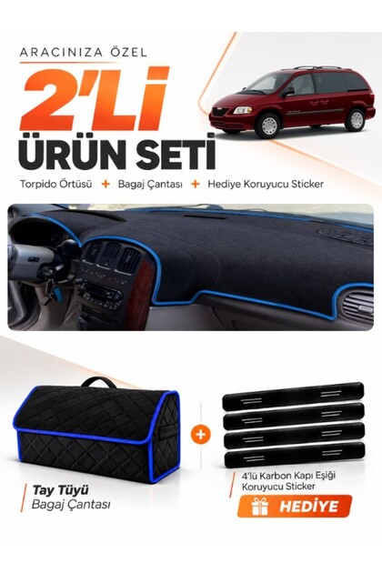 Chrysler Grand Voyager (2002-2006) Compatible Glove Box Cover + Tay Feather Luggage Bag Set - Cr001