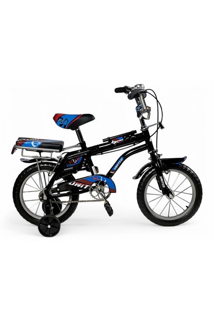Rambo Kids Bicycle 14-Inch with Dual Seats, Training Wheels, Solid Tires, Adjustable Handlebar & Seat, Dual Disc Brakes, Outdoor Bike for Boys and Girls, Kids Bike Rambo Desgin
