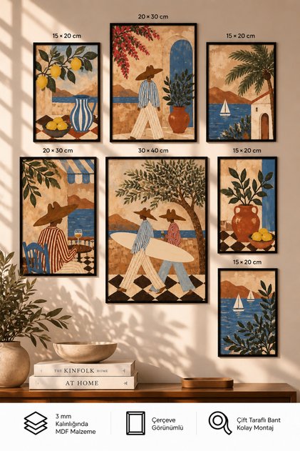 7-Piece Frame-Looking Modern Painting Set | Living Room, Office, Kitchen and Study Room Wall Decoration
