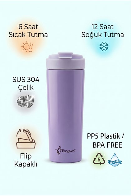 500 ml Kahve Termosu Çay Termosu Flip Kapaklı Termos Bardak SUS304 Çelik Sızdırmaz BPA Free