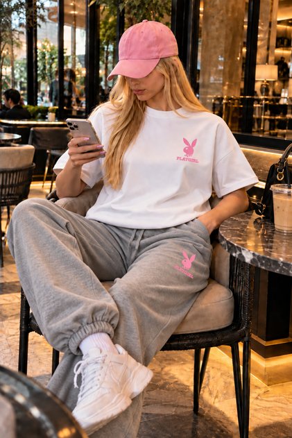 PLAYGIRL/PLAYBOY Set premium de trening și tricou oversize din bumbac imprimat