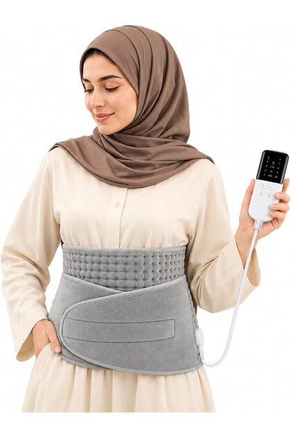 وسادة تدفئة كهربائية للظهر والخصر والكتفين، وسادة تدفئة مقاس 125 × 30 سم مع حزام قابل للتعديل، 10 ساعات