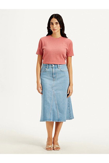 High Rise A-Line Denim Etek