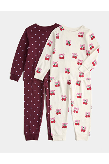 2'li Kiraz Desenli Pijama Seti