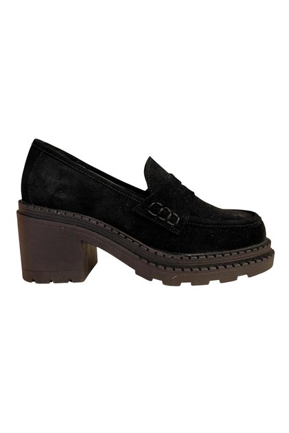 N-2752 Genuine Suede Leather Thick Heeled Women's Classic Loafer Shoes