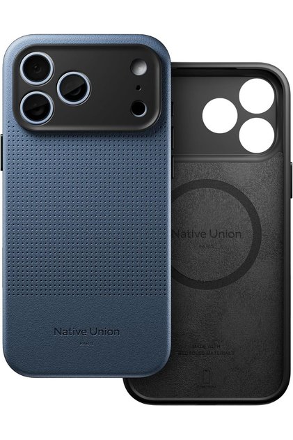 iPhone 18 Pro Max MagSafe Case ACTIVE 2.0, 10-Ft Drop Protection Premium Leather & TPU Cover Case, Slim & Thin, Raised Camera Bezel, Wireless Charging Compatible, Navy
