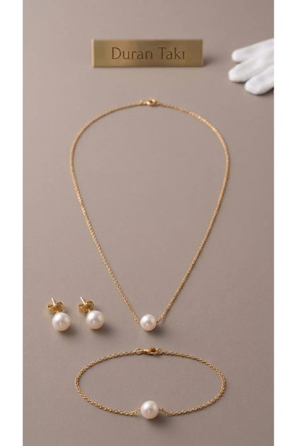 Gerçek İnci 925 Ayar Gümüş Set