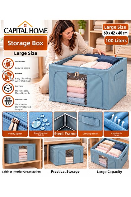 Large Size 60 X 42 X 40 cm Bag with Steel Frame + Transparent Window + Double Zipper