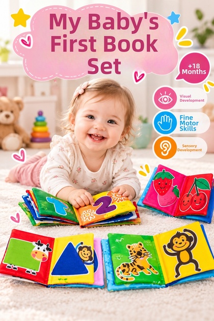 Preschool First Book Set - Rustle-Through Fabric Book - 4 Types of Fabric Books