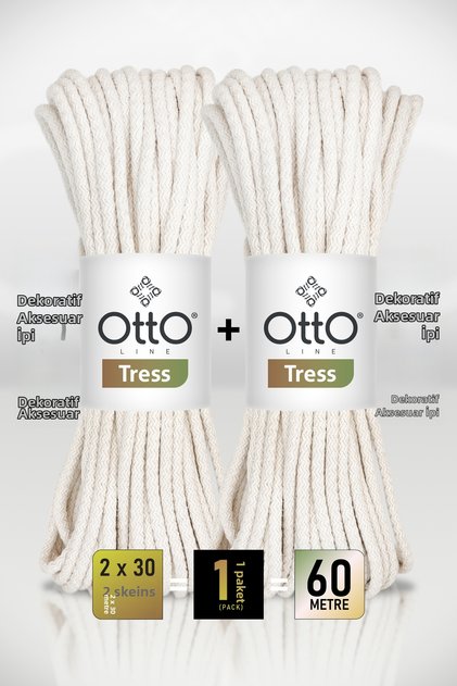 Tress • Ecru (5014) • 2-Pack × 30 m / 500 Gr • 6 mm • Cotton Cord Rope • Supla, Runner, Wall Decoration