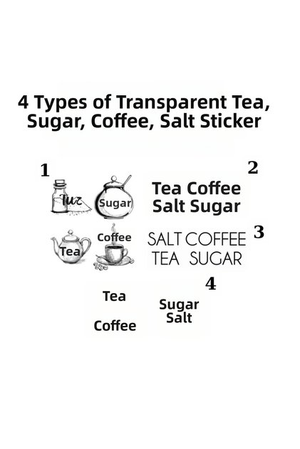 4 Pcs Transparent Label Set Tea Sugar Coffee Salt Set Label Waterproof 4 Kinds of Sticker Set