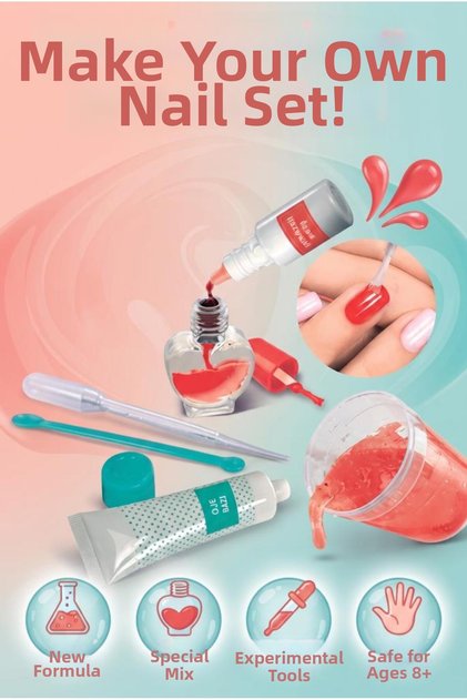 Clemento-Ni Licensed Make Your Own Nail Polish Bright Red Easy-To-Apply Fun Toy Nail Set