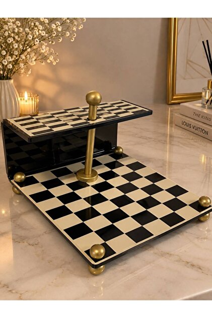 Dama Patterned Matgold Service Napkin Holder