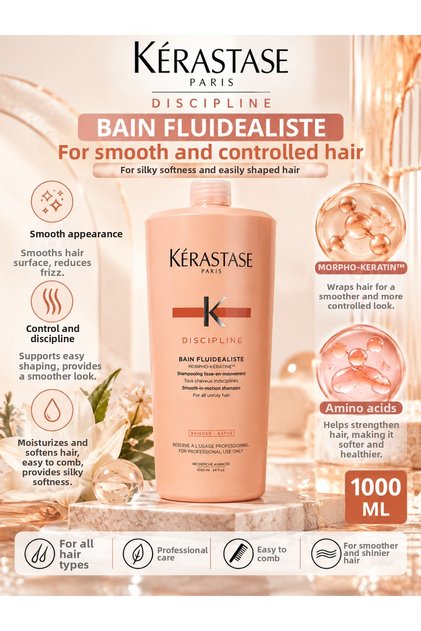 Discipline Bain Fluidéaliste 1000 ml – Anti-Frizz and Anti-Electricity Shampoo